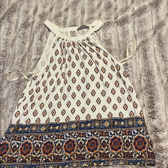 Loveappella Tops - Loveappella soft White and Blue Patterned tank Top